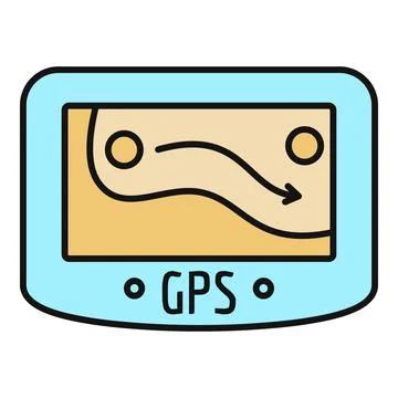 Gps navigation device showing route and destination icon Stock Illustration