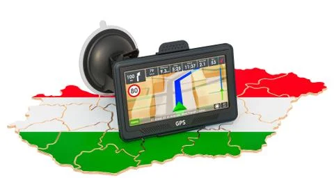 GPS navigation in Hungary, 3D rendering Stock Illustration