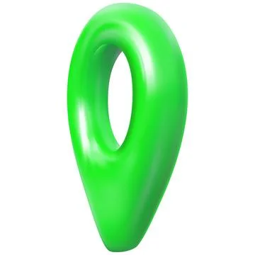 GPS navigation icon, bright green, side view, realistic 3D map pin icon. イラスト素材