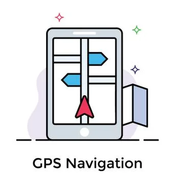 Gps navigation icon, flat vector Stock Illustration