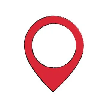 GPS navigation icon, hand drawn red and black sketch pointer vector イラスト素材