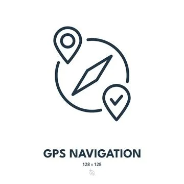 GPS Navigation Icon. Location, Position, Pin. Editable Stroke Stock Illustration