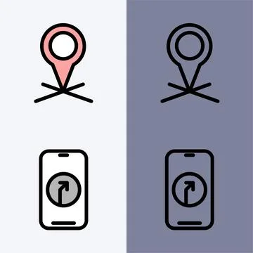 GPS Navigation Icons: Location Tracking and Map Direction Symbols イラスト素材