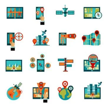 Gps Navigation Icons Set Stock Illustration
