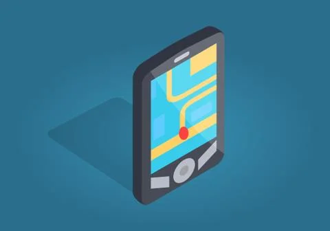 GPS Navigation Interface with Location on Phone Stock Illustration