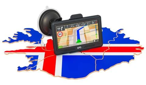 GPS-Navigation in Island, 3D-Rendering GPS navigation in Iceland, 3D rende... Stock Photos