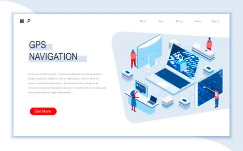 GPS navigation isometric landing page Stock Illustration