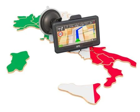 GPS-Navigation in Italien, 3D-Rendering GPS navigation in Italy, 3D render... Stock Photos