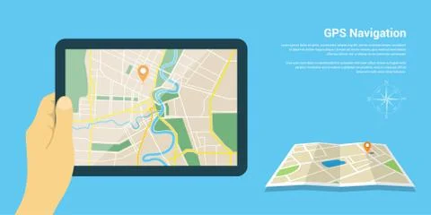 Gps navigation map Stock Illustration