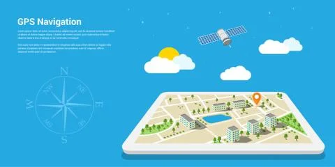 Gps navigation map Stock Illustration