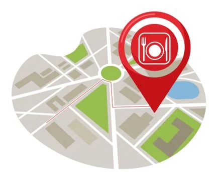 GPS navigation. Navigation search for cafes, restaurants and catering. Vector il Stock Illustration