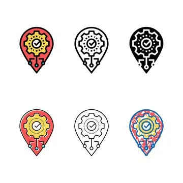 Gps navigation optimize color icon vector variety 스톡 일러스트