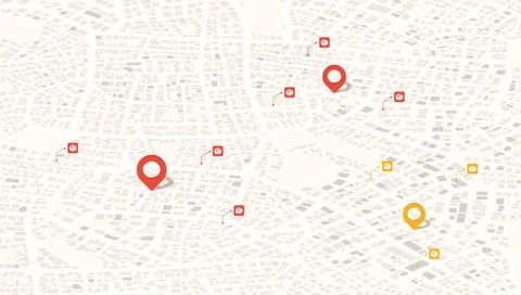 GPS navigation. Package delivery route, navigation plan to multiple package Stock Illustration