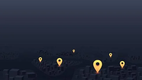 GPS navigation to pins. City map featuring directional signs Stock Illustration