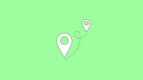 Gps navigation. Route and points. Simple animated icon. Green background. Stock Footage 161066607