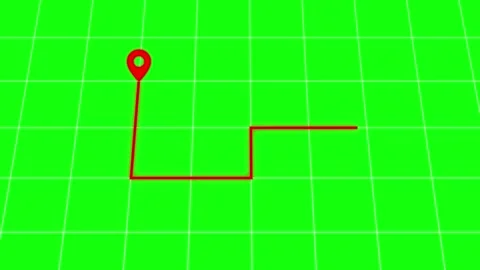 Gps navigation route drawing on green screen grid minimal style movement tr.. Stock Footage 334157695