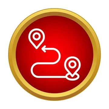 Gps navigation route planning with destination location pins Illustrazione stock