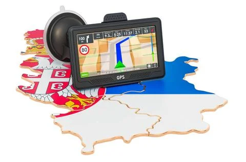 GPS-Navigation in Serbien, 3D-Rendering GPS navigation in Serbia, 3D rende... Stock Photos