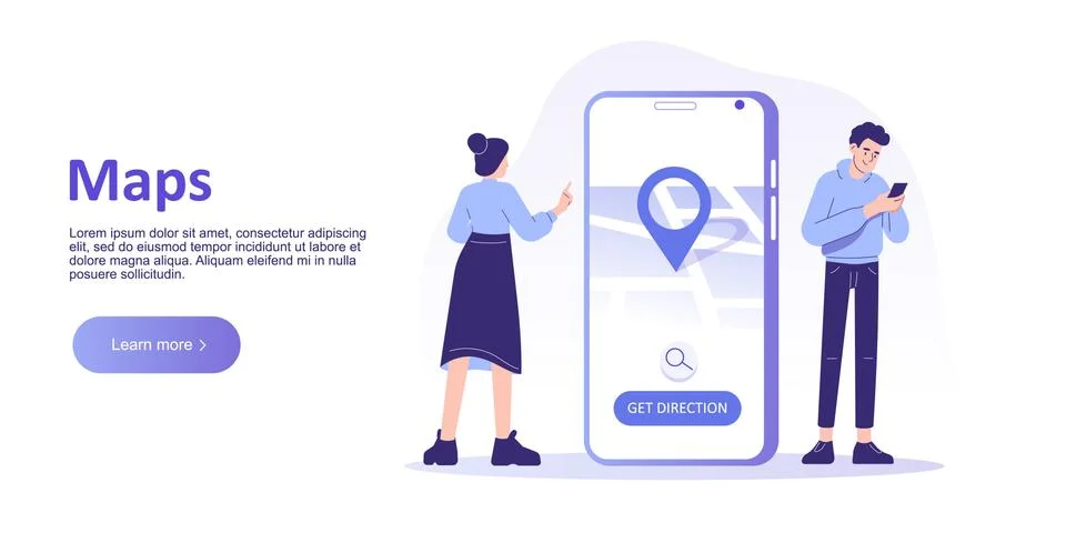 GPS navigation service application. Smartphone map application. Search map na Stock Illustration
