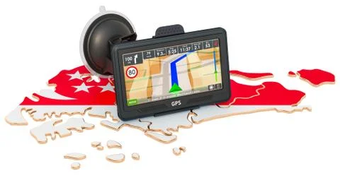 GPS navigation in Singapore, 3D rendering Stock Illustration