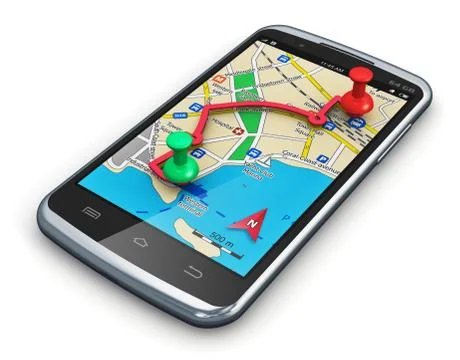 GPS navigation in smartphone Illustrazione stock
