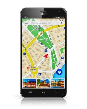 GPS navigation on smartphone 스톡 일러스트