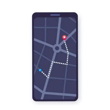 GPS navigation in smartphone Stock Illustration