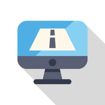 Gps navigation software displaying road on computer monitor Stock Illustration