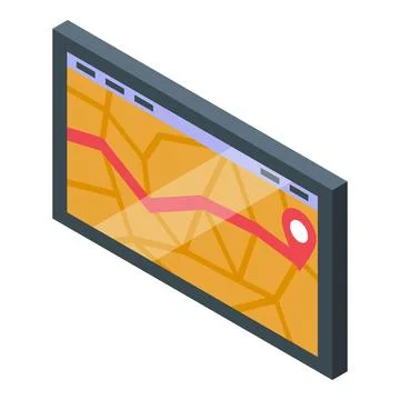 Gps navigation system displaying route on digital map Ilustración de archivo