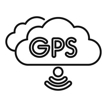 Gps navigation system sending signal from cloud storage icon 스톡 일러스트