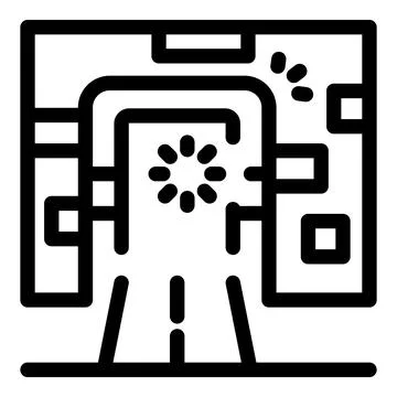 Gps navigation system showing route with loading icon on map Stock Illustration