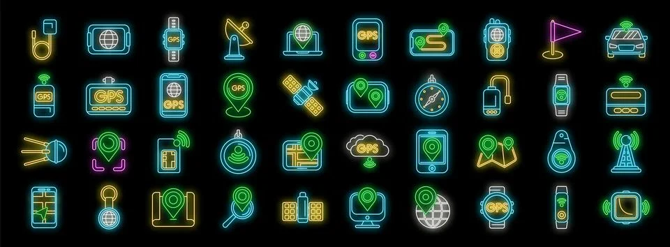 Gps navigation system tracking location devices showing global positioning .. Stock Illustration