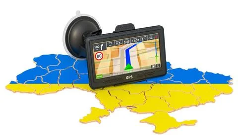 GPS navigation in Ukraine, 3D rendering GPS navigation in Ukraine, 3D rend... Stock Photos