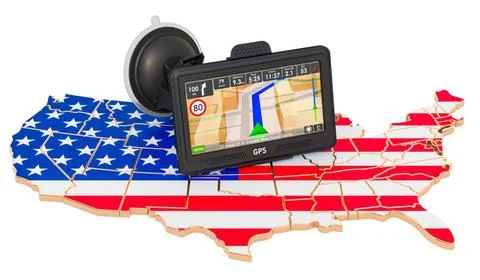 GPS navigation in the USA, 3D rendering GPS navigation in the USA, 3D rend... Stock Photos