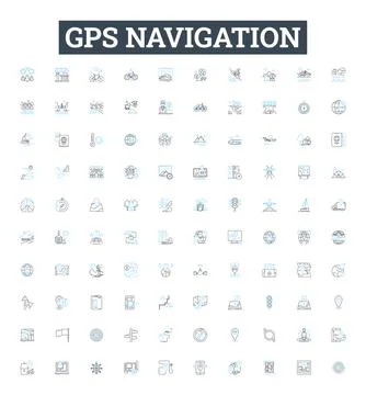 Gps navigation vector line icons set. GPS, Navigation, Tracking, Maps Ilustración de archivo