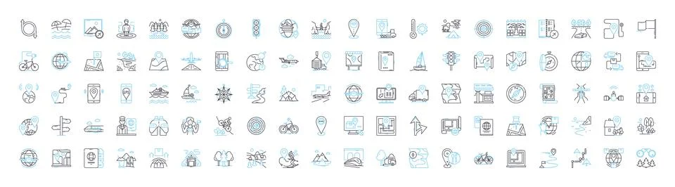 Gps navigation vector line icons set. GPS, Navigation, Tracking, Maps Ilustración de archivo