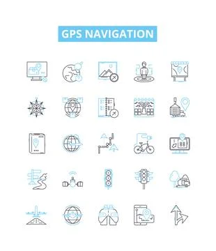 Gps navigation vector line icons set. GPS, Navigation, Tracking, Maps Ilustración de archivo
