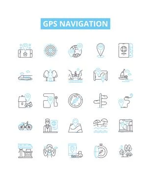 Gps navigation vector line icons set. GPS, Navigation, Tracking, Maps Ilustración de archivo