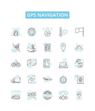 Gps navigation vector line icons set. GPS, Navigation, Tracking, Maps Ilustración de archivo