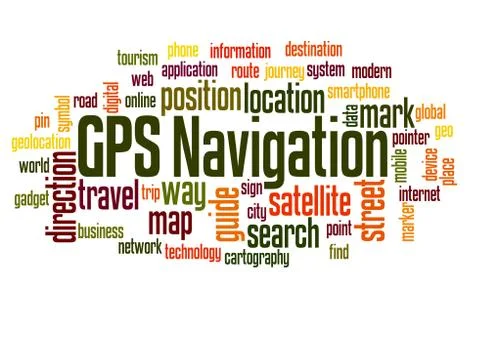 GPS navigation word cloud concept 2 Foto stock