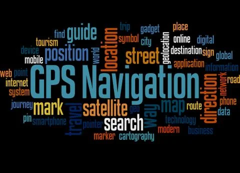 GPS navigation word cloud concept 3 Stock Photos