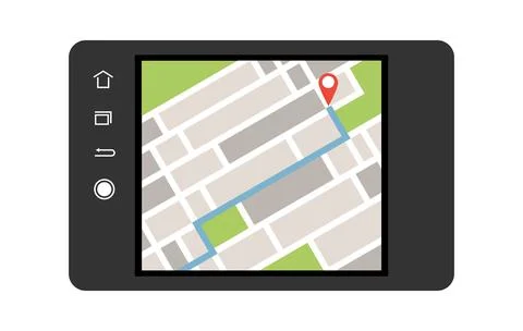 GPS navigator, car navigation, route finder. Vector, cartoon illustration Stock Illustration