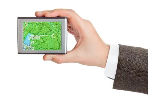 Gps navigator in hand Stock Photos