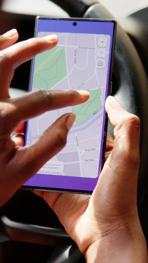 GPS Navigator Maps On Phone Stock Footage 312470809