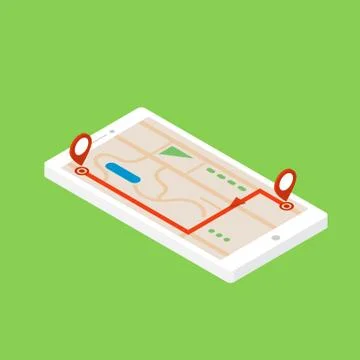 GPS navigator in a mobile phone. Vector illustration . Stock Illustration