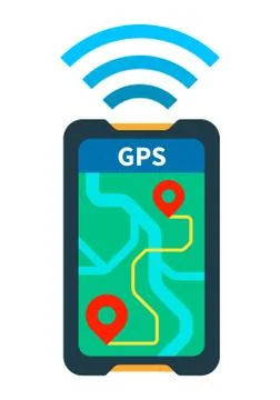 Gps navigator on the phone vector flat isolated Stock Illustration
