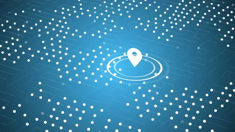 GPS navigator pin checking on blue background in 4k video. Stock Footage 154511003