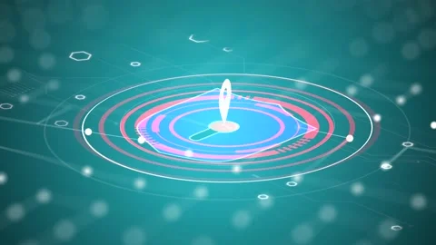 GPS navigator pin checking on blue background in 4k video. Stock Footage 155720297