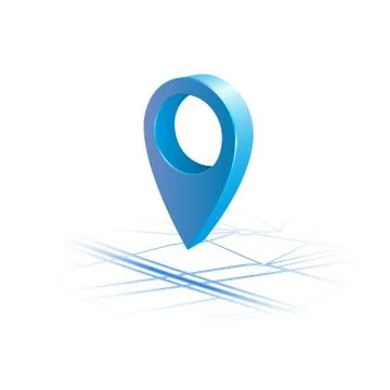 GPS navigator pin checking blue color on map Illustrazione stock