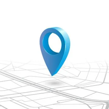 GPS navigator pin checking blue color on map Stock Illustration